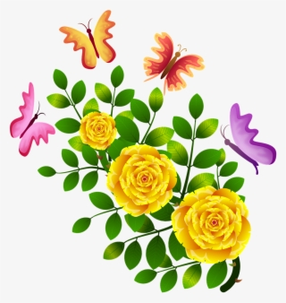 Flores Con Mariposas Png