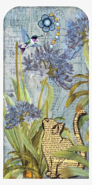 Tag Cat-bird And Flowers By Nena Kosta - Design