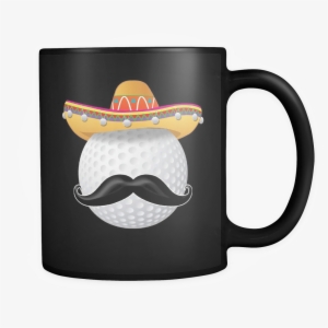 Funny Golf Ball Mustache Mexican Sport - Mug