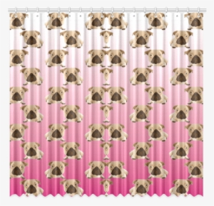 Cute Pugs On Pink Gradient Background Window Curtain - Window
