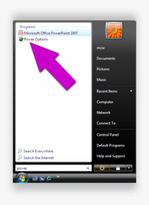 Start-menu Next, In The Power Options Window, Don't - Vista Start Menu