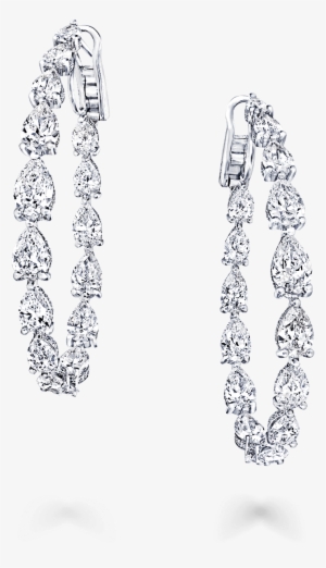 A Pair Of Classic Graff Hoop Earrings Featuring Pear - Pear Shaped Diamond Hoop Earrings