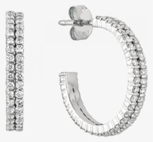 18kt White Gold Minilok 2 Row Diamond Hoop - Gold