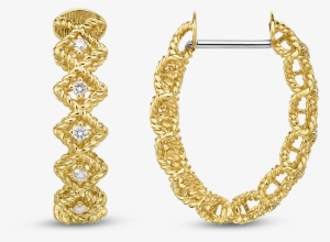 Roberto Coin New Barocco Yellow Gold Diamond Hoop Earrings
