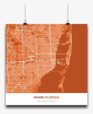 Premium Map Poster Of Miami Florida - Miami