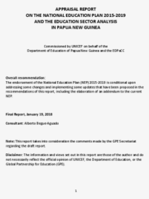 Appraisal Of National Education Plan - Psychology