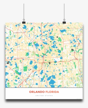Premium Map Poster Of Orlando Florida - Orlando