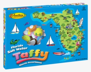 Florida Map Salt Water Taffy Assorted Box 12 Oz - Salt Water Taffy Assorted
