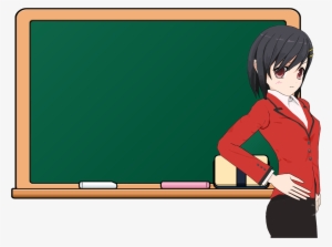 Anime Girl School Chalkboard Icons Png - Teacher And Blackboard Cartoon