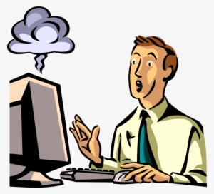 Vector Illustration Of Exacerbated Businessman's Computer - Computer