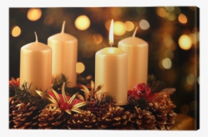 Advent Wreath With One Candle Lit Canvas Print • Pixers® - Advent Two