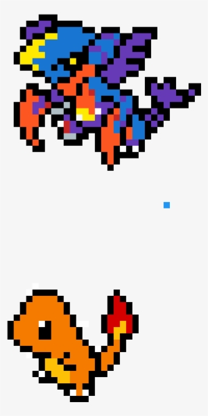 Mega Garchomp - Cross Stitch Keychain Or Necklace - Video Game - Charmander