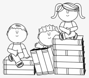 Children Clipart Black And White - Books Black And White