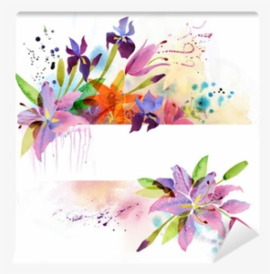 Floral Background With Watercolor Flowers Wall Mural - Flowers Forever Edp 2.7 Fl Oz/80 Ml By Preferred Fragrance