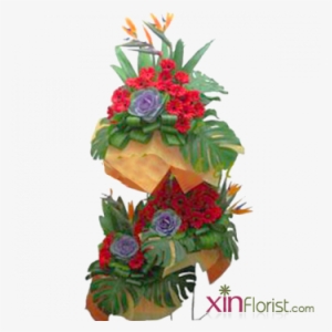 A 3tier Grand Flower Stand With Imported Flower Brassica - Garden Roses