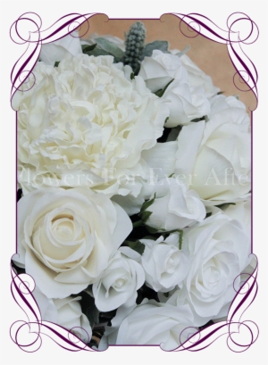 White Ivory Flower Dome Table Centerpiece For Hire - Mauve Artificial Flowers Jars