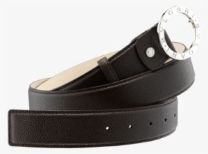 Man Belt In Chocolate Brown Grain Calf Leather With - Bulgari