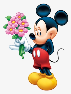 Image Of Mickey Mouse With Flowers - Mickey Mouse With Flowers