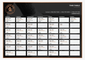 Lords Gym Time Table - Number