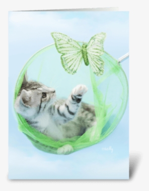 Purr-fect Birthday Catch Kitten Greeting Card - Butterfly