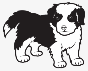 Jpg Black And White Free Clip Art Animals Pets Border - Border Collie Clipart Black And White