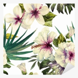 Watercolor Tropical Hibiscus Canvas Print - Small By