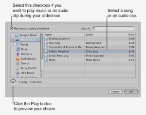 Controls In The Audio Browser Area Of The Slideshow - Web Browser