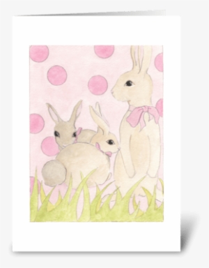 Polka Dot Bunnies 2 Greeting Card - Easter