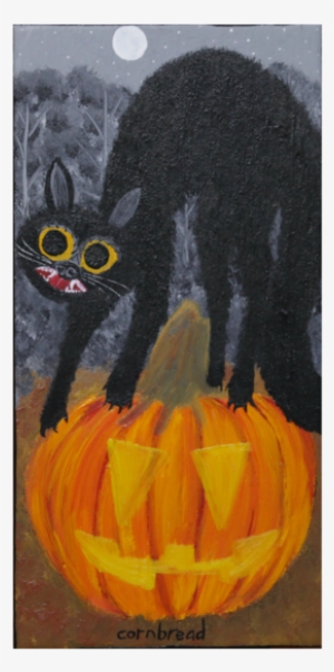 "black Cat On A Jack O Lantern" - Pumpkin