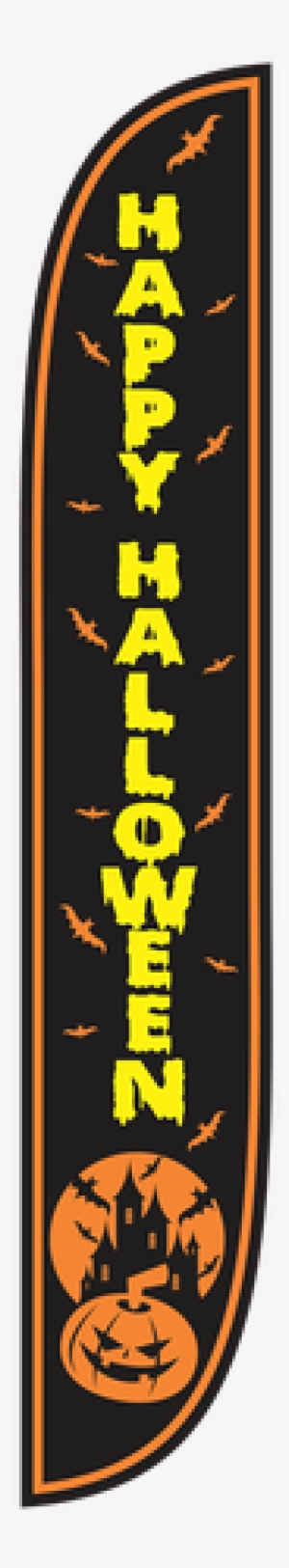 12ft Happy Halloween Feather Flag Black - Happy Halloween Feather Flag