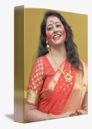 A Sexy Bengali Woman Smiling In Red Saree By Shyamal - Girl