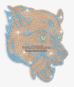 Colorful Bling Wolf Head Iron On Rhinestud Rhinestone - Illustration