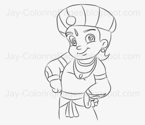 Chota Bheem Coloring Page Line Art By Jay - Chhota Cartoon Drawing Bheem