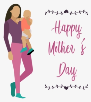 Mother And Son Happy Mother's Day Illustration, Happy - Mother
