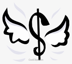 Dollar Sign With Wings Royalty Free Vector Clip Art - Money Sign