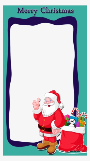 Christmas Frame With Santa And His Gift Bag - Santa Claus Frame Png