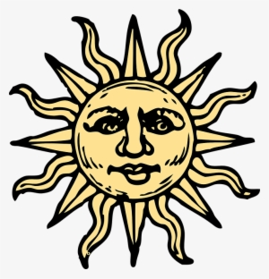Sun Woodcut Clip Art At Clker - Sun With A Face