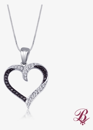 Black And White Diamond Heart Pendant - Locket