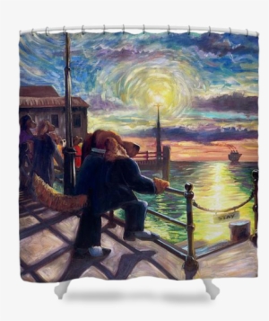 Shower Curtain - Bon Voyage - Lonely Dog Painting