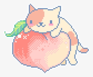 Peaches On A Peach - Peach Pixel Art Fruit