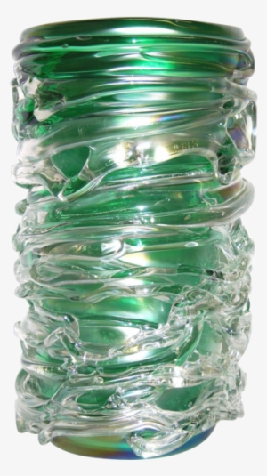 Camozzo Tall Modern Emerald Green Iridescent Murano - Vase Murano Iridescent