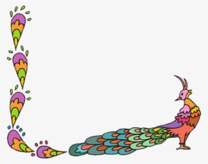 Peacock Peafowl Fantail Fan Tail Showy Tai - Decorative Corner Borders In Color