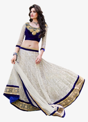 Lehenga White And Blue
