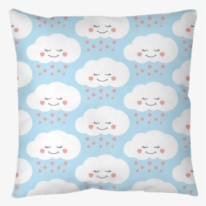 Children Print With Clouds And Hearts Rain On Lilac - Cushion
