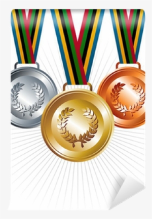 Gold, Silver And Bronze Medals With Ribbons Background - Medals And Ribbons Background