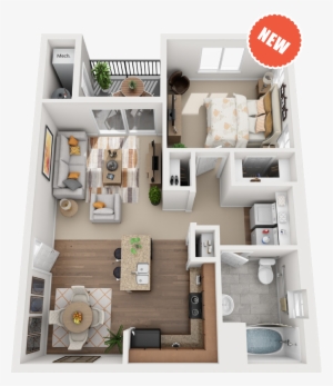 1x1b - Falls At Riverwoods Apartments & Townhomes