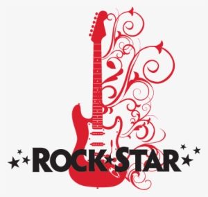 Rock Star With Embellished Guitar Wall Decal - Transparent Rockstar Guitar