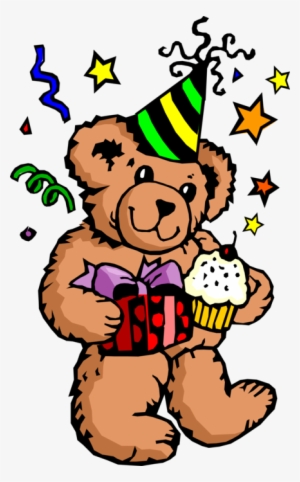 Vector Illustration Of Birthday Party Teddy Bear - Penblwydd Hapus