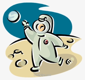 Astronaut Walking On The Moon - Clip Art