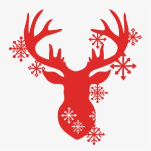 Snowflake Reindeer Svg Scrapbook Cut File Cute Clipart - Deer Head Silhouette Woodland Black Vinyl Decal